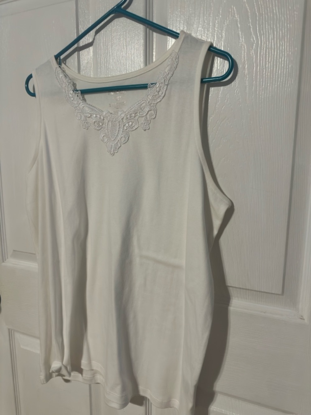 White Stag Cream Lace-Trim Sleeveless Tank